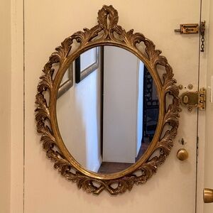 Carved Oval Vintage Gold Ornate Wall Mirror